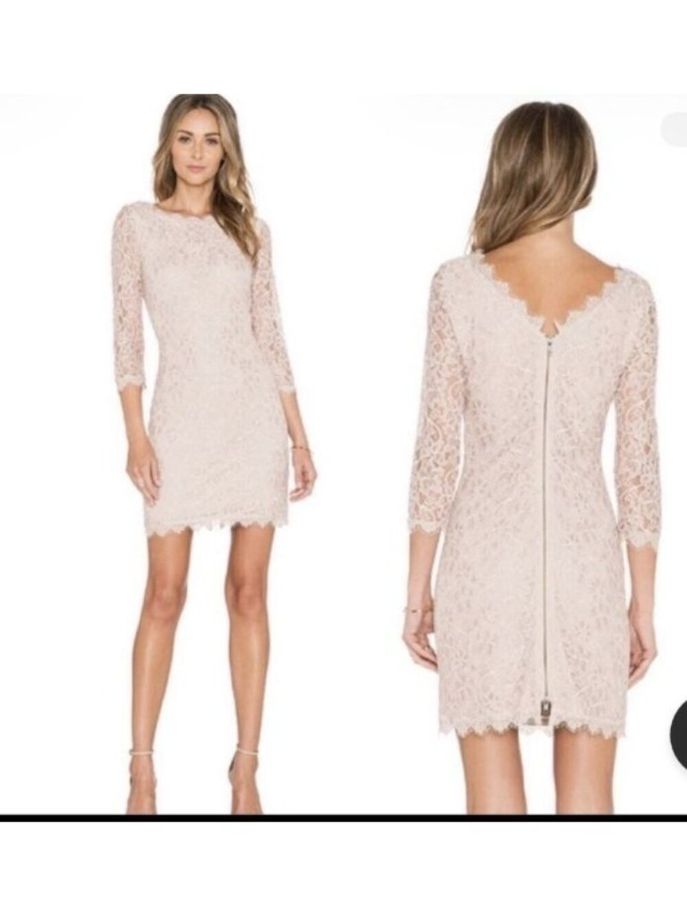 Diane Von Furstenberg DVF Zarita Lace Dress Size 2 Champagne Party Event